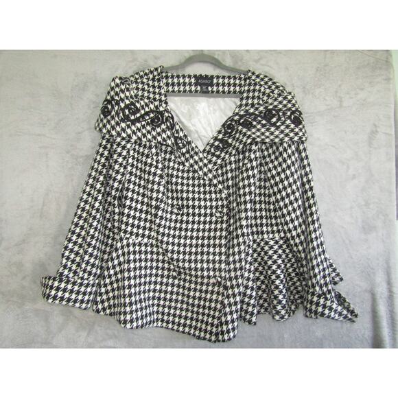 Ashro Houndstooth Peplum Jacket Women’s 26W Black White Embroidered Swing Coat - Picture 1 of 10
